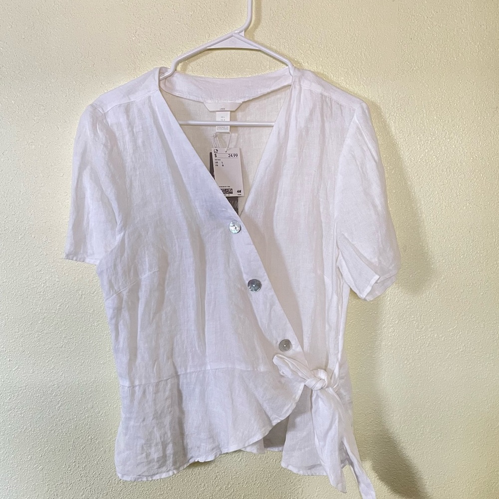 NWT H&M | Linen Wrap Top